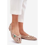 Boto Women's Ballerinas Decorated With Crystals Beige Valena | shoptok.hr