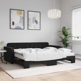  Dnevni krevet na razvlačenje s madracima crni 90x200 cm baršun | shoptok.hr