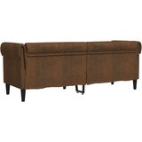 vidaXL Trosjed Chesterfield smeđi od tkanine | shoptok.hr