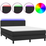  Box spring s madracem LED crni 140 x 190 cm umjetna koža | shoptok.hr