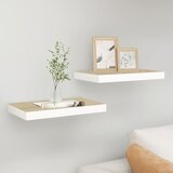 vidaXL Stenske police 2 kosa barva hrasta in bela 40x23x3,8 cm MDF Cene