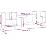 TV ormarić boja betona 160x35x55 cm od konstruiranog drva | shoptok.hr