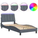 Maison Chic Posteljni okvir - Enojna postelja - Postelja za odrasle z LED lučkami temno siv 90x190 cm žamet, (21696028) Cene