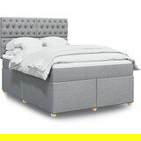 vidaXL Box spring postelja z vzmetnico svetlo siva 160x200 cm žamet | Shoptok.si