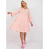 Fashionhunters Light pink oversize dress with ruffle Rimma SUBLEVEL