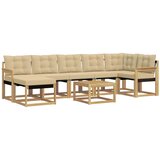 vidaXL Zunanja garnitura za sedenje z blazino 8 pcs Bela in bež, (5000281368) | Shoptok.si