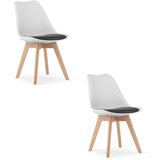 Brandless Stol MARK črno-bel / naravne noge x 2, (22030602) Cene