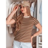 DStreet T-shirt damskie basic w paski LINESS brązowy | ePonuda.com