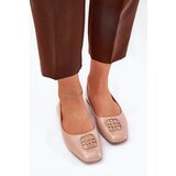 VINCEZA Lacquered Elegant Women's Ballet Flats With Decorative Detail Beige 17377 | Shoptok.si