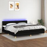 The Living Store Box spring postelja z vzmetnico LED črna 200x200 cm blago - Box Spring Postelja, (21520612) Cene