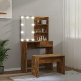  Set toaletnog stolića LED boja hrasta od konstruiranog drva | shoptok.hr