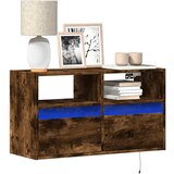 Maison Chic Stenska TV omarica - TV stojalo - Televizijska omarica z LED lučkami dimljeni hrast 80x31x45 cm, (21701080) | Shoptok.si