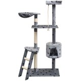  Penjalica Grebalica za Mačke sa Stupovima od Sisala 150 cm Siva s Otiskom Šapa | shoptok.hr