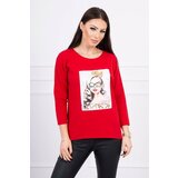 Kesi Blouse with graphics of a girl in glasses 3D red Cijene