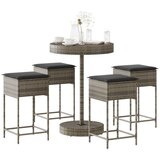  The Living Store Vrtna barska garnitura z blazinami 5-delna siv poli ratan - Vrtna Barska Garnitura, (21481559) | Shoptok.si