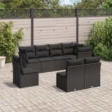 Maison Chic Seti vrtnega pohištva - Vrtna garnitura - Vrtni pohištvo set 8-delna z blazinami črn poli ratan, (21798906) | Shoptok.si