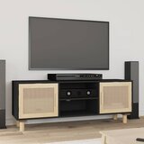 TV ormarić crni 105 x 30 x 40 cm od borovine i prirodnog ratana | shoptok.hr