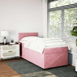 vidaXL Box spring postelja z vzmetnico roza 90x190 cm žamet, (21306804) | Shoptok.si