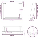  Noge za klubsko mizico v obliki črke U, 2 kosa, naravno jeklo, 50 x (42-43) cm, jeklo, (5000044578) | Shoptok.si