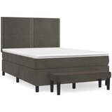  Box spring postelja z vzmetnico temno siva 140x200 cm žamet, (20902348) | Shoptok.si