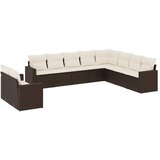  10-dijelni set vrtnih sofa od poliratana s jastucima smeđi | shoptok.hr