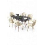 Hanah home Set trpezarijskog stola i stolica (7 delova) Zae Black Marble Chrome Cream | Eponuda.com