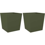 Maison Chic Vrtno korito - Greda - Cvetlični Lonec 2 kosa olivno zelena 50x50x50 cm jeklo, (21788957) Cene