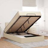 VidaXL Otomanski okvir kreveta s madracem krem 120x200cm od tkanine VidaXL Otomanski okvir kreveta s madracem krem 120x200cm od tkanine Slike