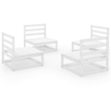 Maison Chic Seti vrtnega pohištva - Vrtna garnitura - Vrtni pohištvo set 4-delna bela trdna borovina, (21809391) | Shoptok.si