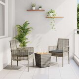  3-delni vrtni bistro set s blazinami sivo poli ratan, (22015373) Cene