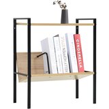 Maison Chic Knjižna omara - Knjižna polica - Knjižni regal 2-nadstropna črna in hrast 52x28x59 cm inž. les, (21723110) Cene
