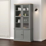  Vitrina sa staklom VIGO siva 85x35x170 cm od masivne borovine | shoptok.hr