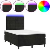 vidaXL Box spring postelja z vzmetnico LED črna 120x190 cm žamet | Shoptok.si