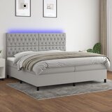 The Living Store Box spring postelja z vzmetnico LED sv. siva 200x200 cm blago - Box Spring Postelja, (21518909) | Shoptok.si