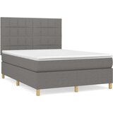  Box spring postelja z vzmetnico temno siva 140x200 cm blago, (20791241) | Shoptok.si