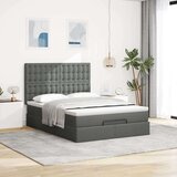 vidaXL Otomanski posteljni okvir z vzmetnico siv 140x190 cm blago | Shoptok.si