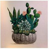 Bubola & Naibo Ručno oslikana slika (Materijal: Drvo, Š x V: 30 x 30 cm, Kaktusi) | shoptok.hr