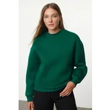 Trendyol Emerald Green Thick Inside Fleece High Collar Relaxed/Comfortable Fit Knitted Sweatshirt