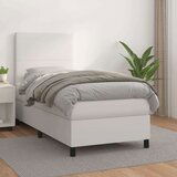  Box spring postelja z vzmetnico bela 80x200 cm umetno usnje, (20899397) | Shoptok.si