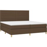  Box spring postelja z vzmetnico temno rjav 200x200 cm blago, (21089237) | Shoptok.si