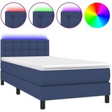  Krevet box spring s madracem LED plavi 100x200 cm od tkanine | shoptok.hr
