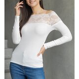 UR/CEO White off-shoulder blouse with lace insert Vikija | Shoptok.si