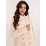 Fashion Hunters Ecru double-breasted alpaca coat with pockets | Shoptok.si