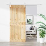  Klizna vrata 90 x 210 cm Čvrsta borovina (neobrađena) | shoptok.hr