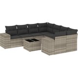 Maison Chic Seti vrtnega pohištva - Vrtna garnitura - Vrtni pohištvo set 9-delna z blazinami sv. siv poli ratan, (21795856) | Shoptok.si