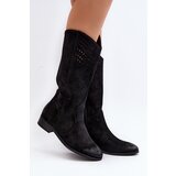 VINCEZA Zazoo 3403 Openwork Women's Low Heel Boots Brown | Shoptok.si