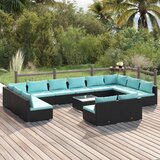  Sedežna garnitura 13-delna z blazinami črna poli ratan | Shoptok.si