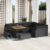 vidaXL 12-delni vrtni kavč set z blazinami črnega poli ratana in akacije | Shoptok.si