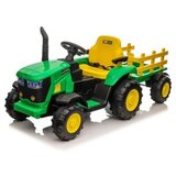 Premium Stil Traktor na akmulator sa prikolicom za decu, 12V, Zeleni | ePonuda.com