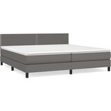  Krevet s oprugama i madracem sivi 200x200 cm od umjetne kože | shoptok.hr